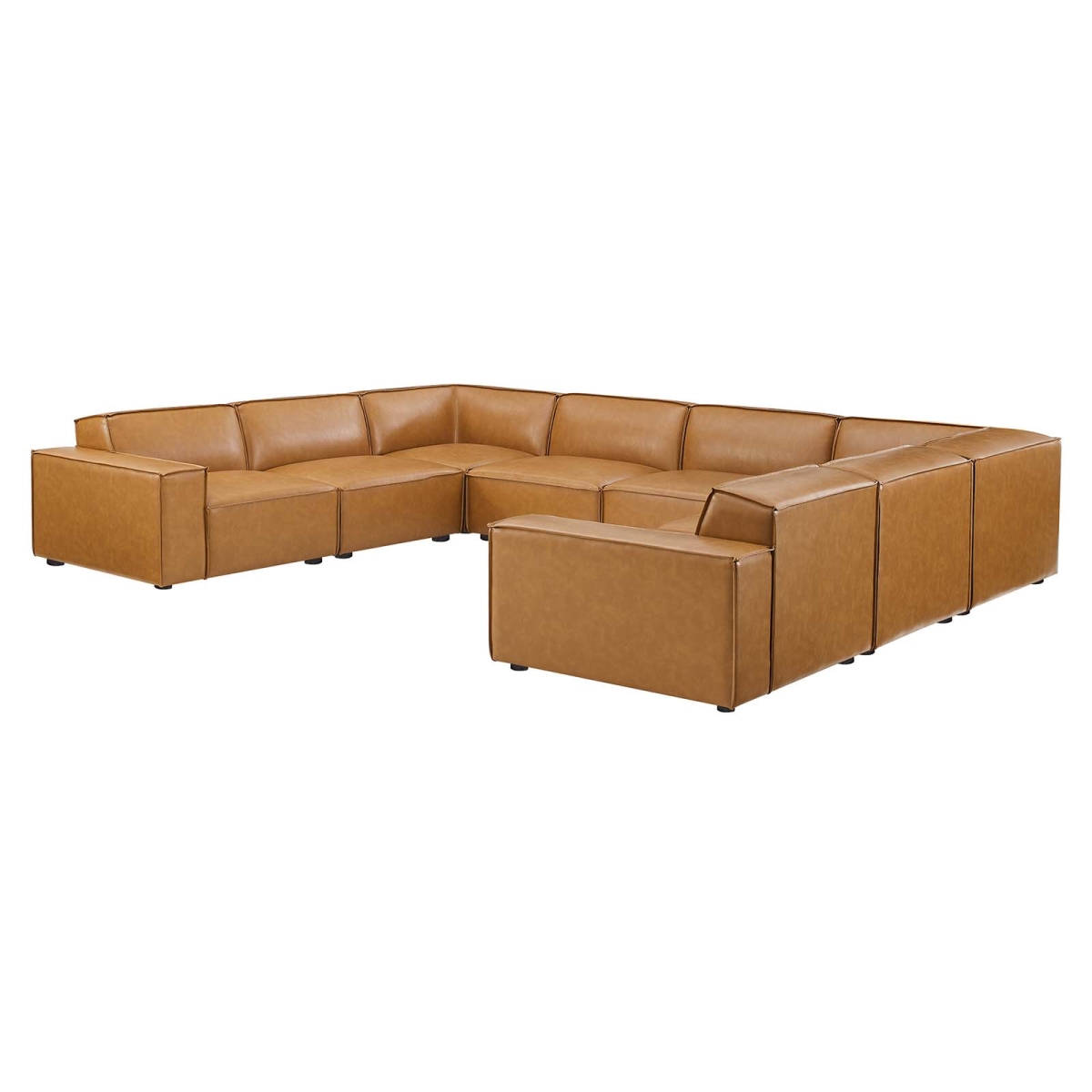 Modway EEI-4717-TAN 28 x 162 x 122.5 in. Restore Vegan Leather Sectional Sofa, Tan - 8 Piece