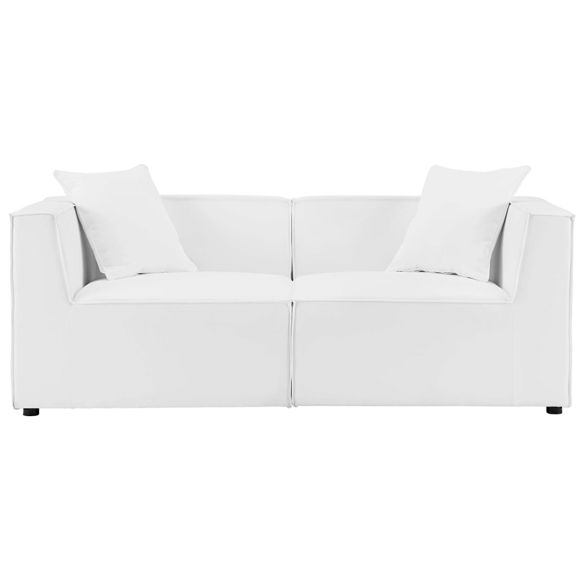 Saybrook Outdoor Patio Upholstered Sectional Sofa Loveseat, White - 2 Piece