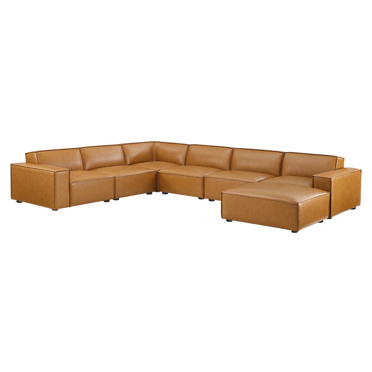 EEI-4716-TAN Restore Vegan Leather Sectional Sofa, Tan - 7 Piece