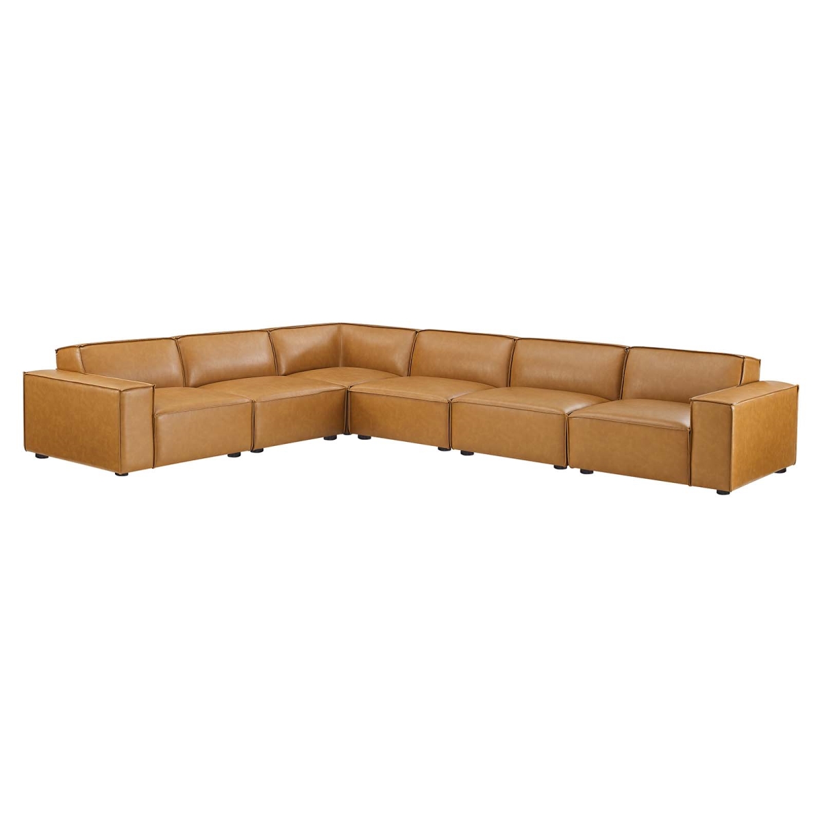 Modway  28 x 163 x 122.5 in. Restore Vegan Leather Sectional Sofa, Tan - 6 Piece