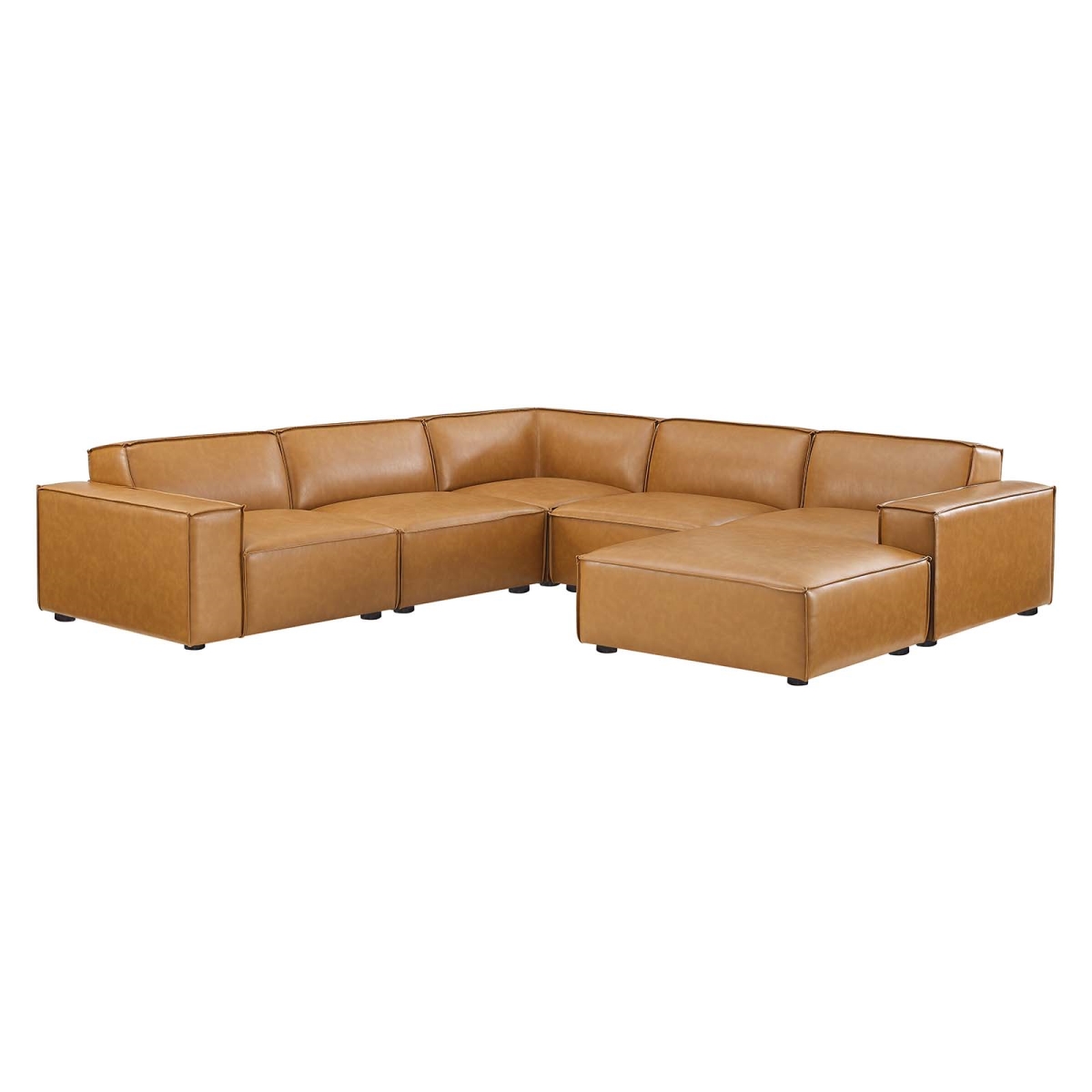 EEI-4714-TAN Restore Vegan Leather Sectional Sofa, Tan - 6 Piece