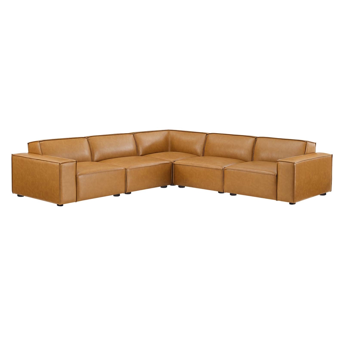 Modway EEI-4712-TAN 28 x 204.5 x 40.5 in. Restore Vegan Leather Sectional Sofa, Tan - 5 Piece