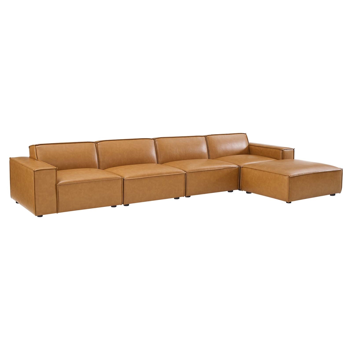 EEI-4711-TAN Restore Vegan Leather Sectional Sofa, Tan - 5 Piece