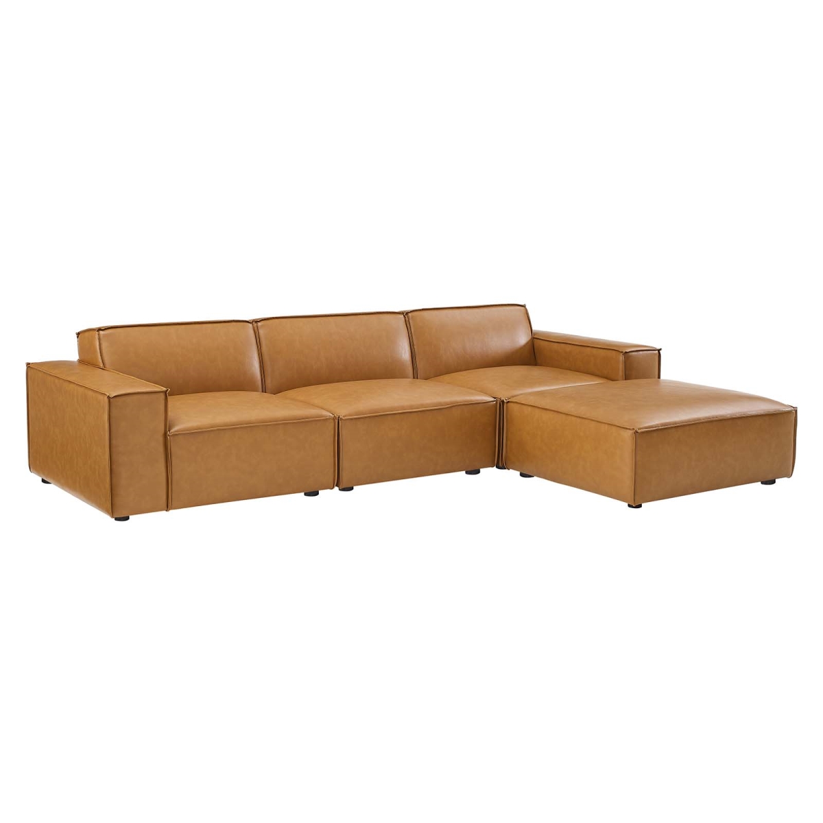 EEI-4709-TAN Restore Vegan Leather Sectional Sofa, Tan - 4 Piece