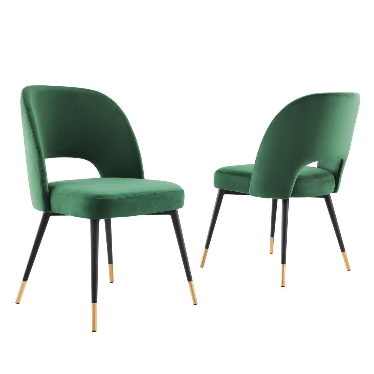 EEI-4599-EME Rouse Performance Velvet Dining Side Chairs, Emerald - Set of 2