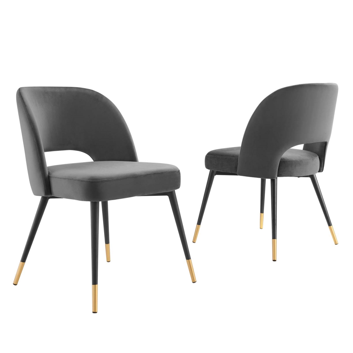 EEI-4599-CHA Rouse Performance Velvet Dining Side Chairs, Charcoal - Set of 2