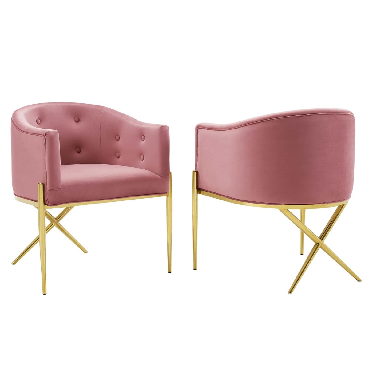 EEI-5042-DUS Savour Accent Dining Armchair for Performance Velvet, Dusty Rose - Set of 2