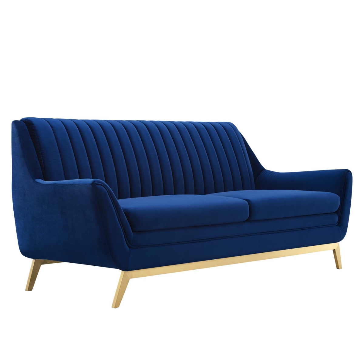 EEI-4407-NAV Winsome Channel Tufted Performance Velvet Sofa, Navy