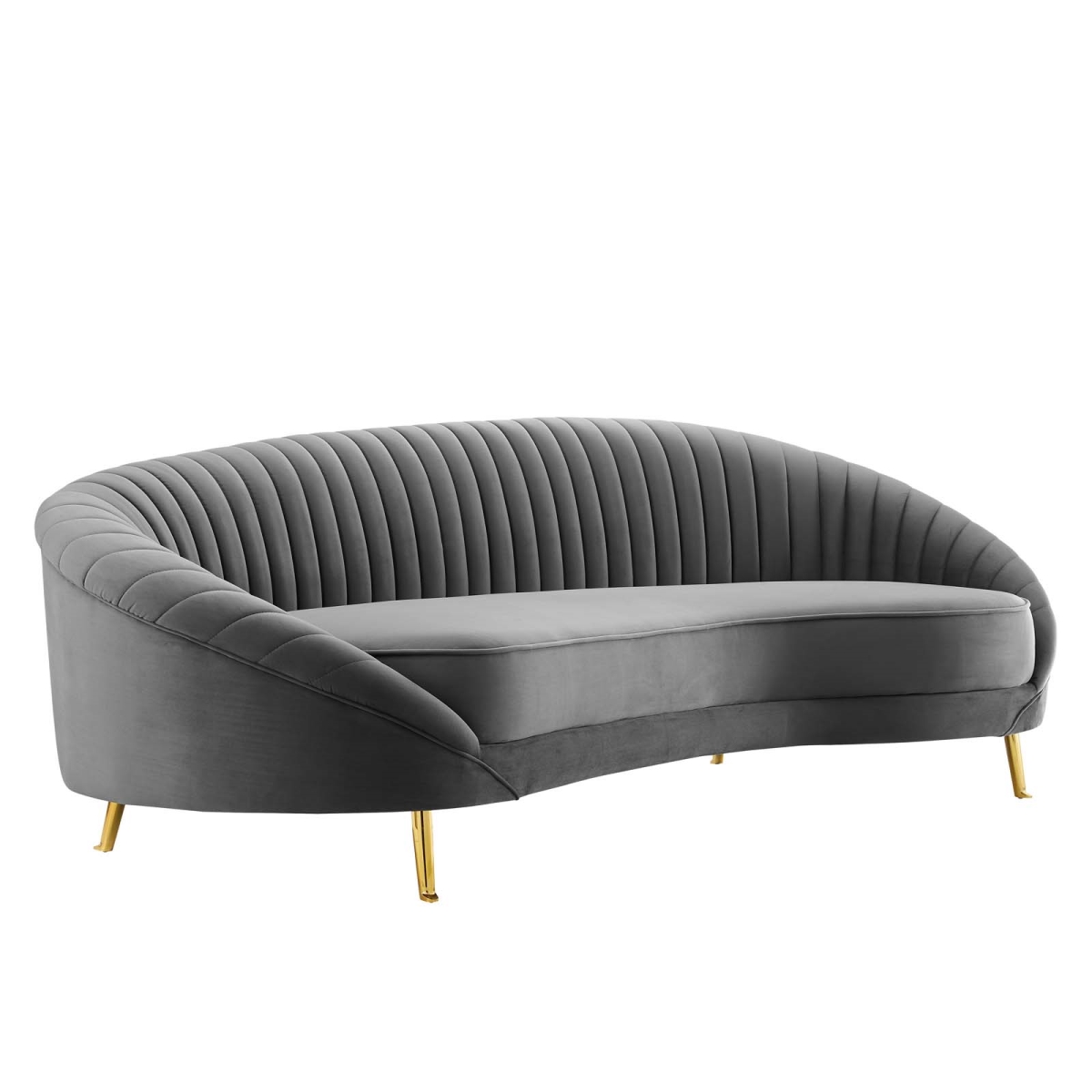 EEI-4405-GRY Camber Channel Tufted Performance Velvet Sofa, Gray