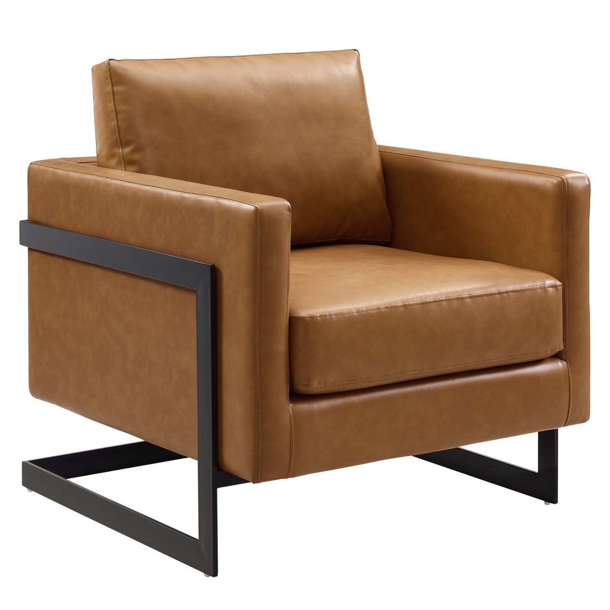 EEI-4392-BLK-TAN Posse Vegan Leather Accent Chair, Black Tan