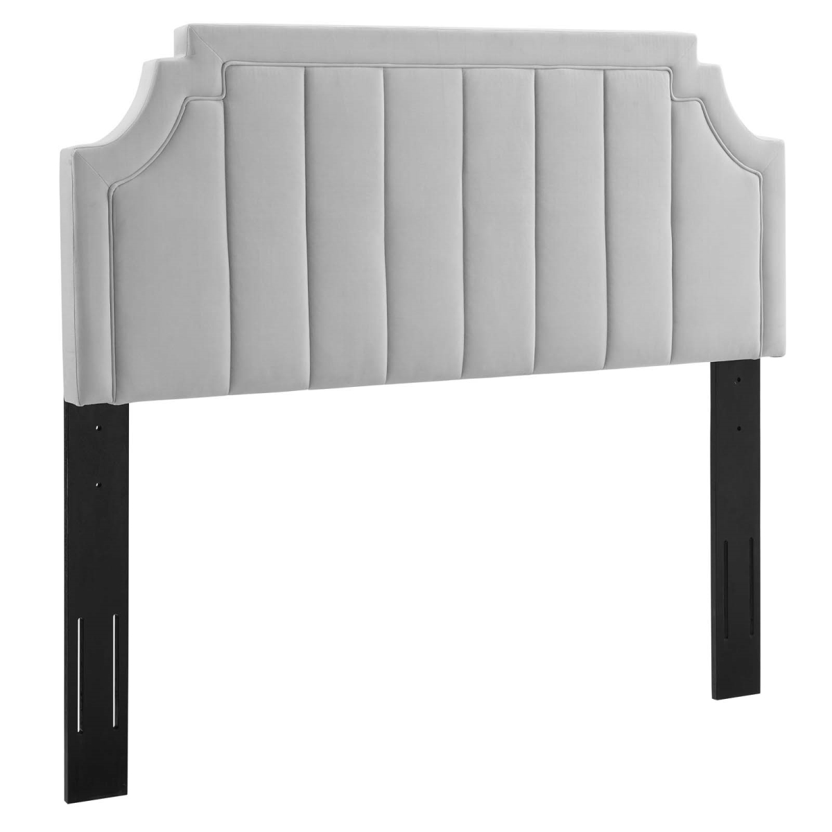 Alyona Channel Tufted Performance Velvet Headboard, Light Gray - Twin Size