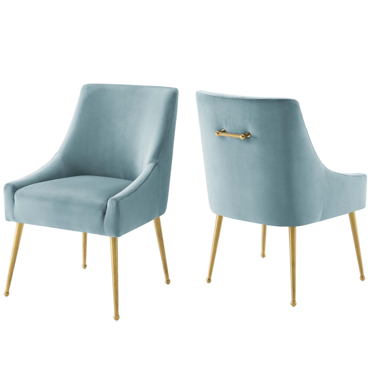 EEI-4148-LBU Discern Upholstered Performance Velvet Dining Chair, Light Blue - Set of 2