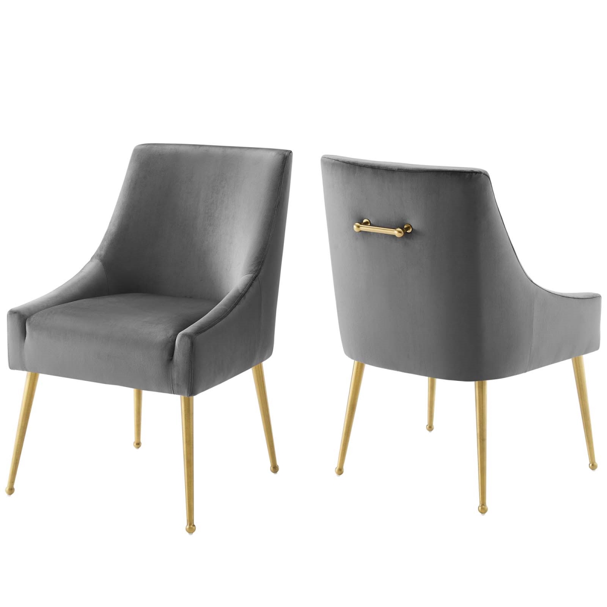 Discern Upholstered Performance Velvet Dining Chair, Grey - Set of 2