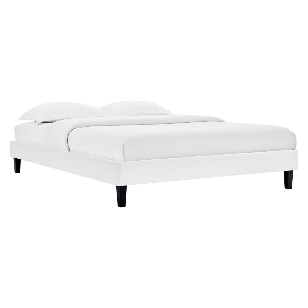 MOD-6266-WHI Reign Performance Velvet Platform Bed Frame, White - Queen Size