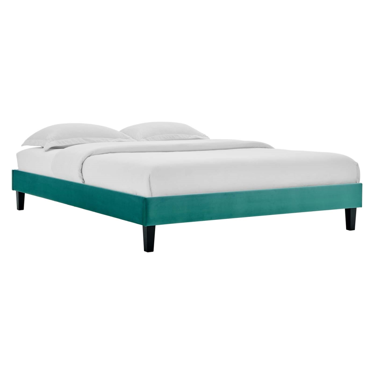 MOD-6265-TEA Reign Performance Velvet Platform Bed Frame, Teal - Full Size