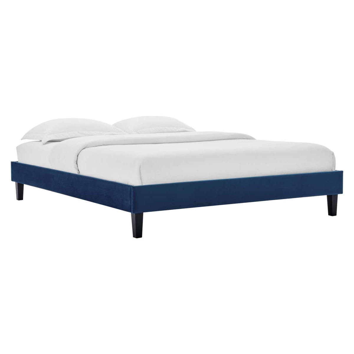 MOD-6265-NAV Reign Performance Velvet Platform Bed Frame, Navy - Full Size
