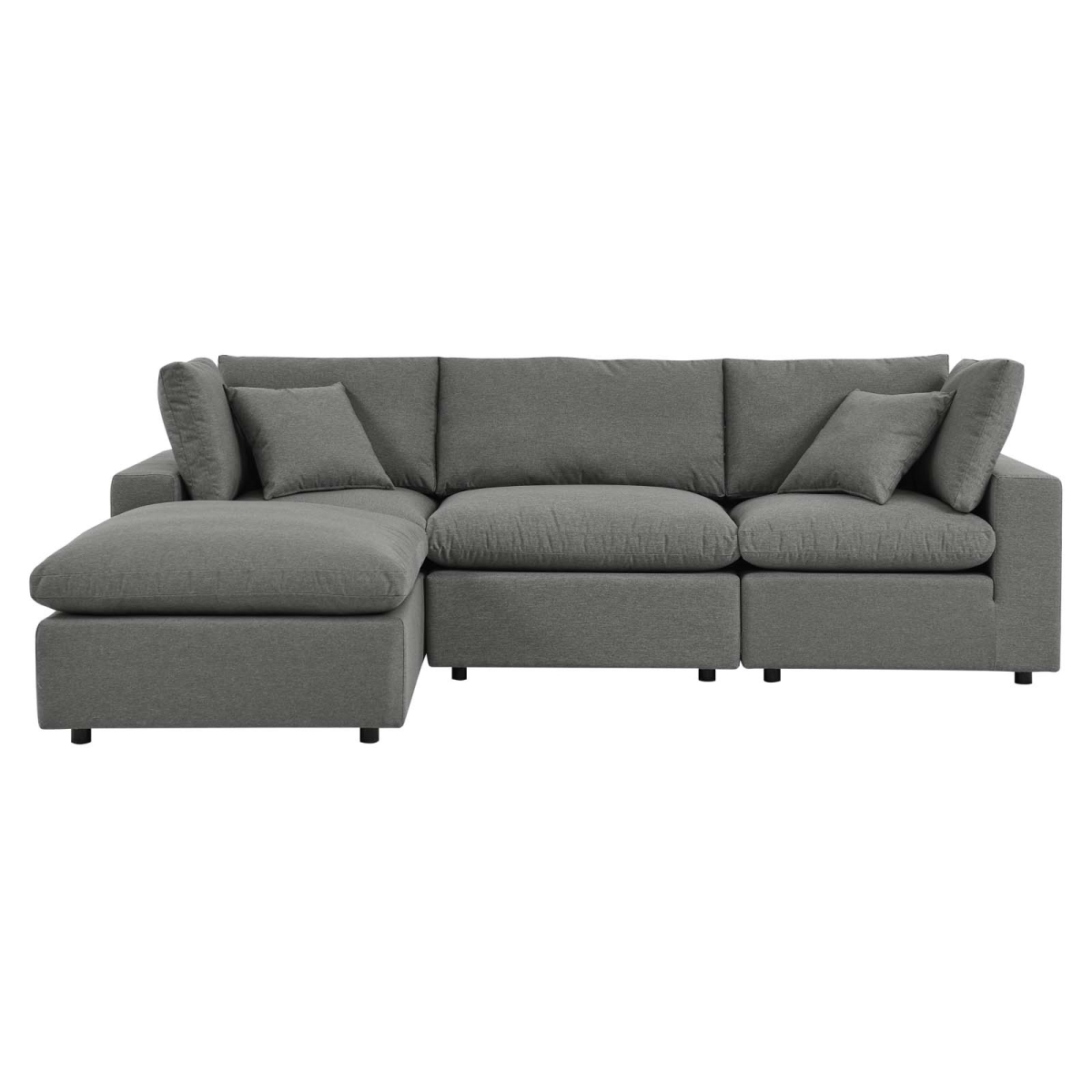 EEI-5580-CHA 4 Piece Commix Outdoor Patio Sectional Sofa, Charcoal
