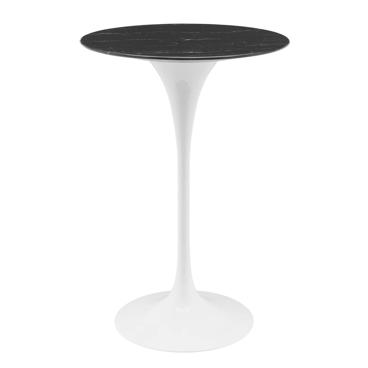 EEI-5203-WHI-BLK 28 in. Lippa Artificial Marble Bar Table, White & Black