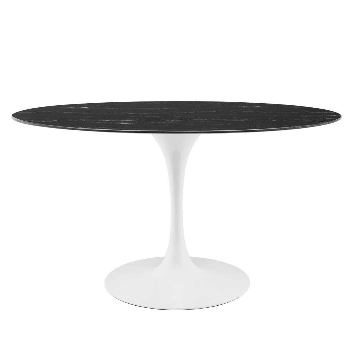EEI-5185-WHI-BLK 54 in. Lippa Artificial Marble Dining Table, White & Black