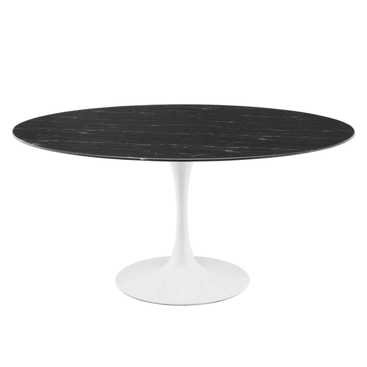 EEI-5184-WHI-BLK 60 in. Lippa Artificial Marble Dining Table, White & Black