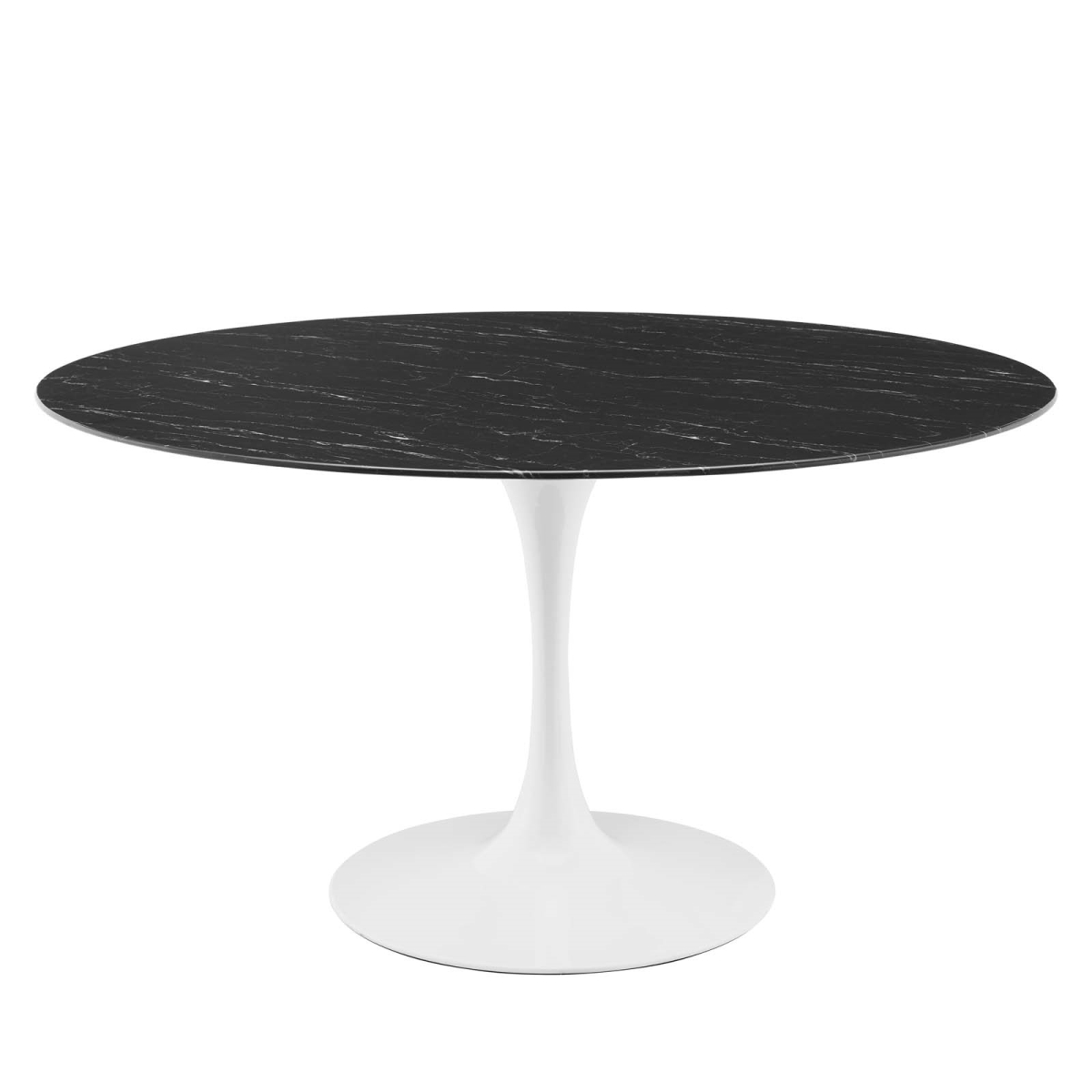 EEI-5183-WHI-BLK 28.5 x 54 x 54 in. Lippa Artificial Marble Dining Table, White & Black