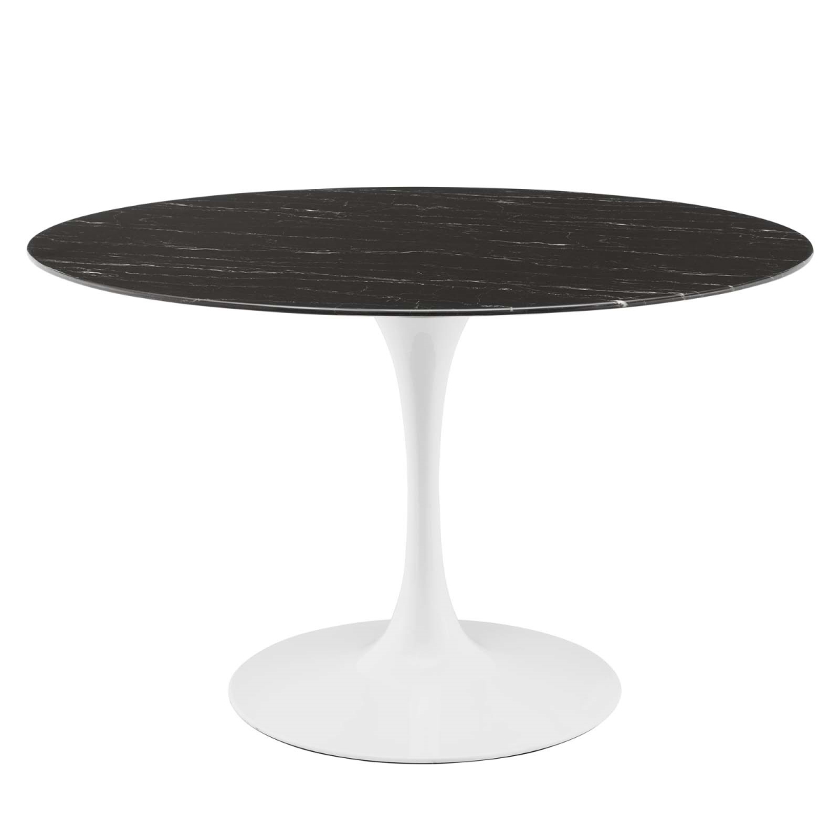 EEI-5182-WHI-BLK 28.5 x 47 x 47 in. Lippa Artificial Marble Dining Table, White & Black -  Modway Furniture