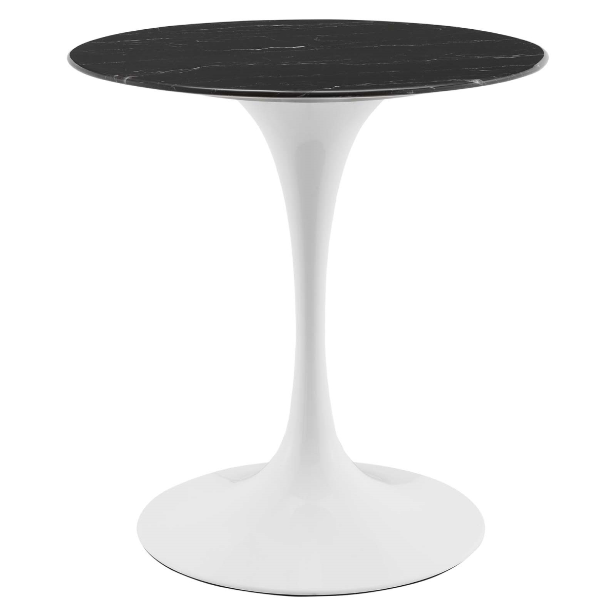 EEI-5167-WHI-BLK 28 in. Lippa Round Artificial Marble Dining Table, White & Black