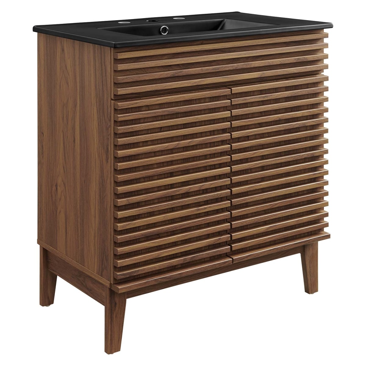 Modway - Render Bathroom Vanity with Black Basin Included - Walnut Black