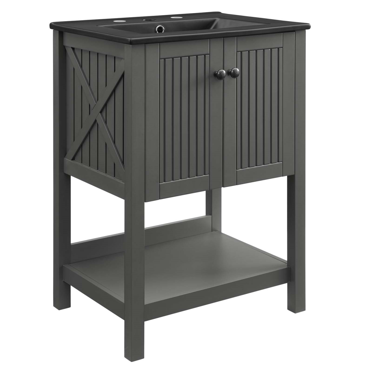 EEI-5360-GRY-BLK 24 in. Steam Bathroom Vanity, Gray & Black