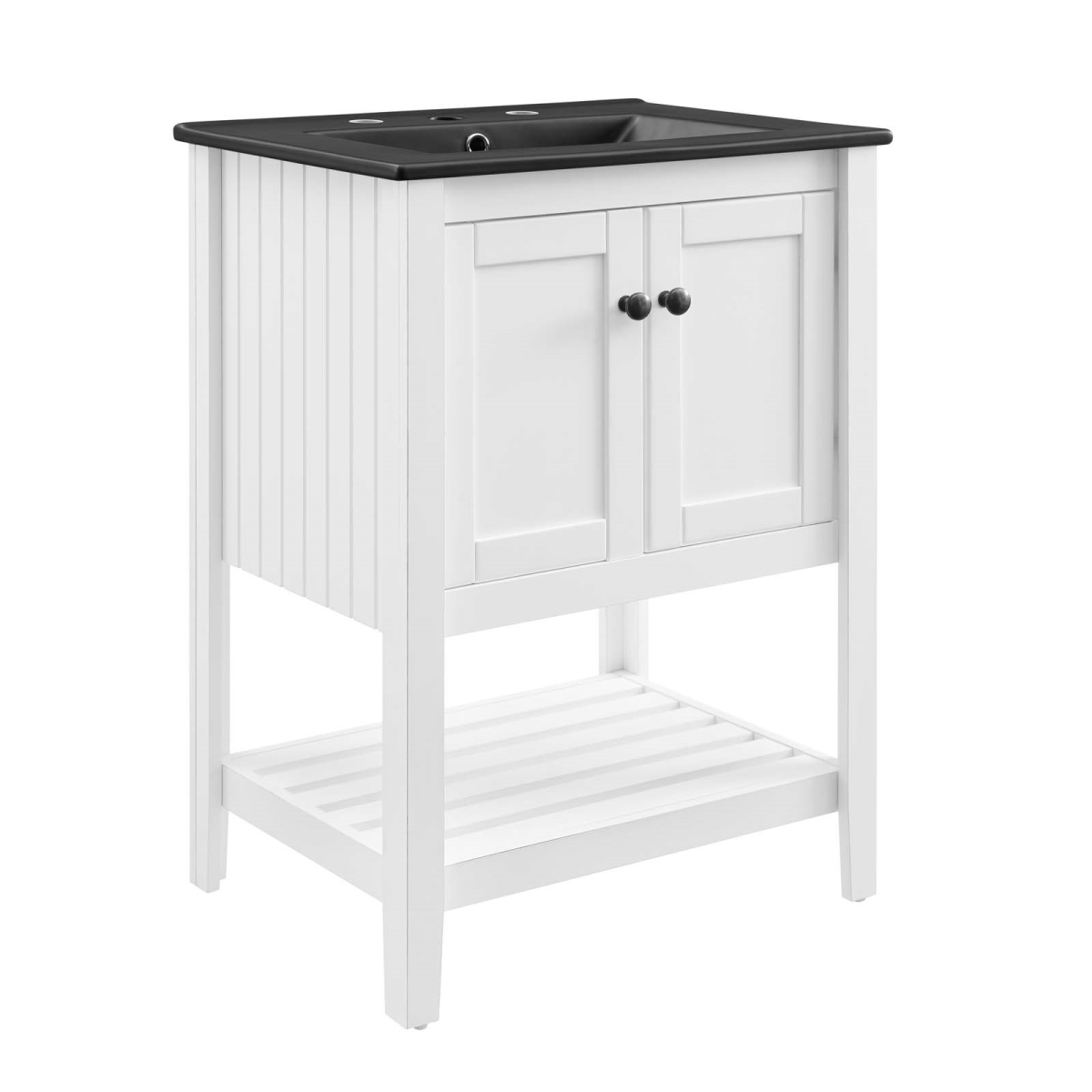 EEI-5358-WHI-BLK 24 in. Prestige Bathroom Vanity Sink, White Black