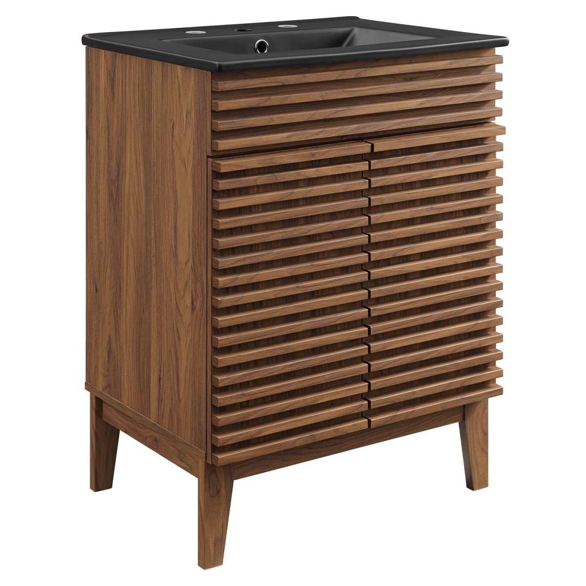 EEI-5350-WAL-BLK 24 in. Render Bathroom Vanity, Walnut & Black