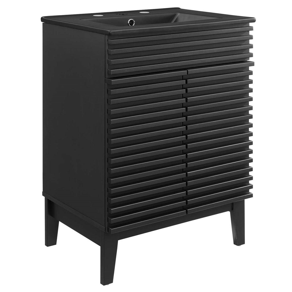 EEI-5350-BLK-BLK 24 in. Render Bathroom Vanity, Black & Black