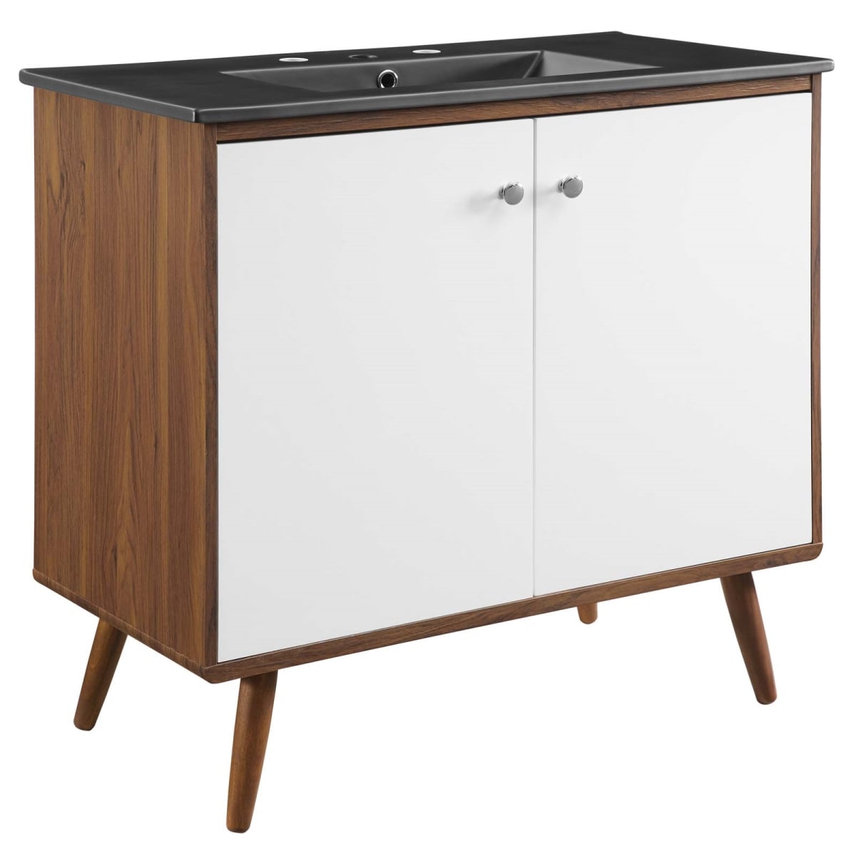 EEI-5394-WAL-BLK 36 in. Transmit Bathroom Vanity, Walnut & Black
