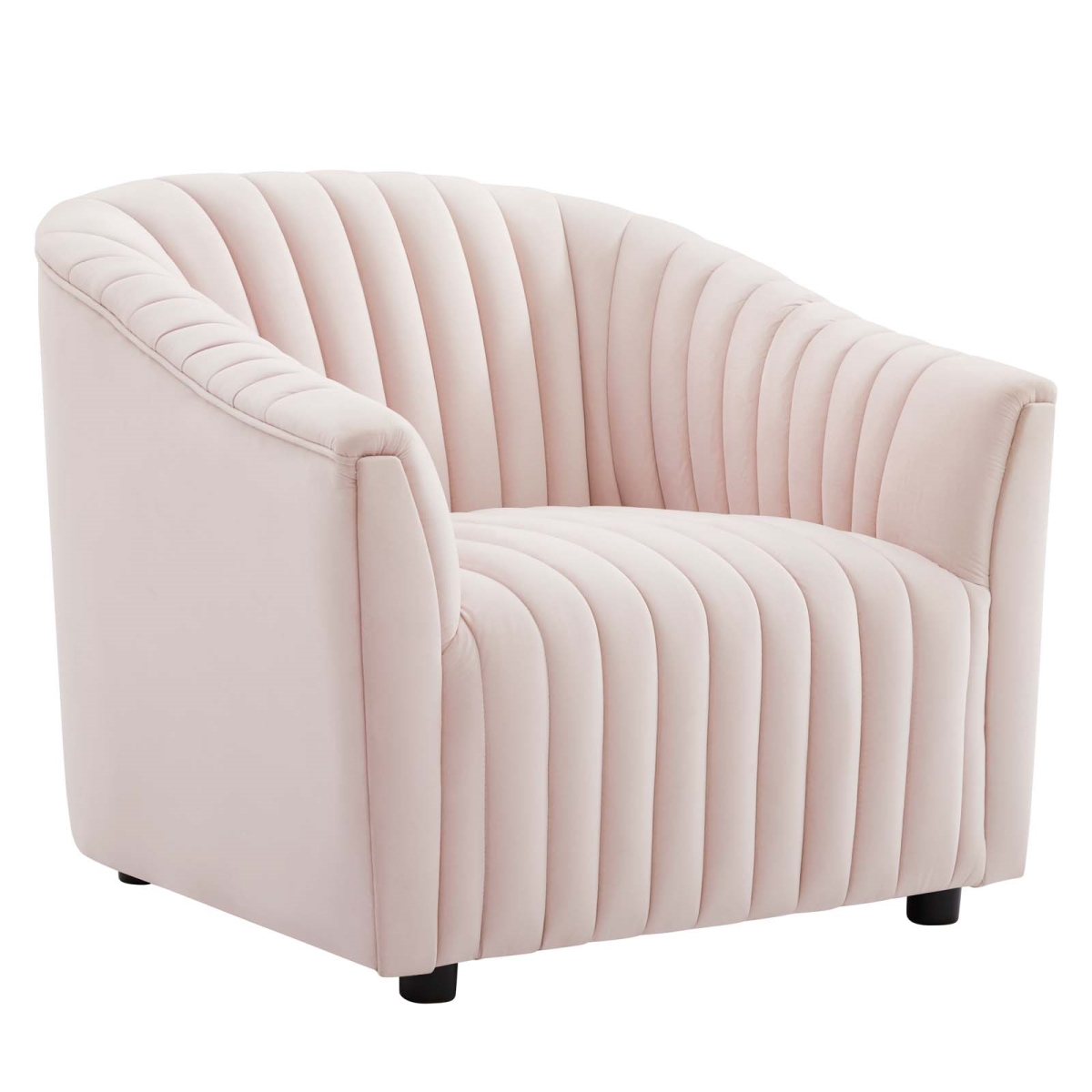 EEI-5055-PNK 30.5 x 36 x 35 in. Announce Performance Velvet Channel Tufted Armchair, Pink -  Modway Furniture