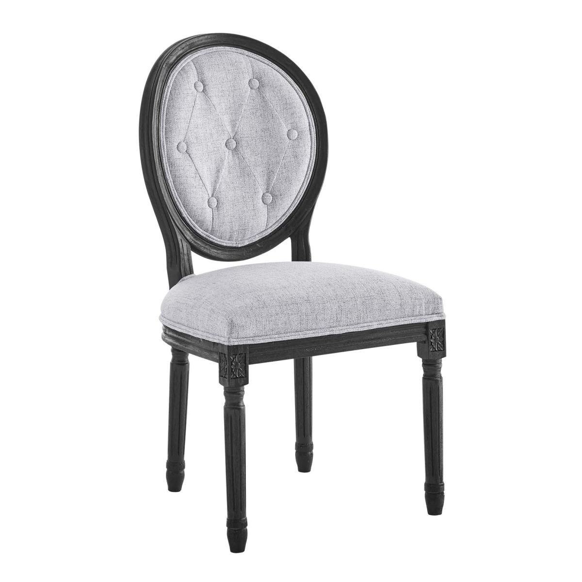 EEI-4664-BLK-LGR 38.5 x 19.5 x 22.5 in. Arise Vintage French Upholstered Fabric Dining Side Chair, Black & Light Gray -  Modway Furniture