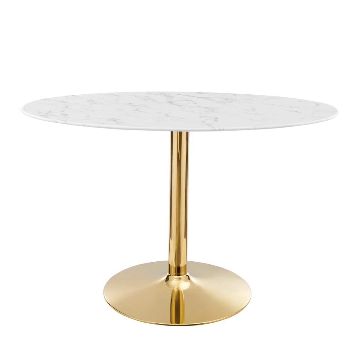 EEI-4752-GLD-WHI 48 in. Verne Oval Artificial Marble Dining Table, Gold & White