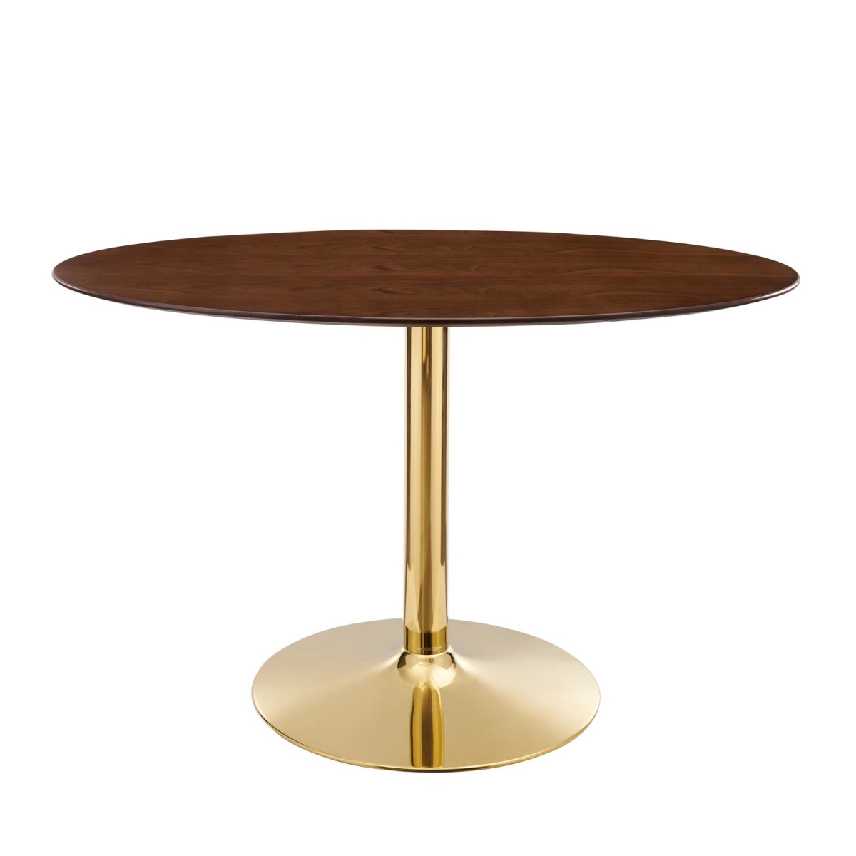 EEI-4751-GLD-WAL 48 in. Verne Oval Dining Table, Gold & Walnut