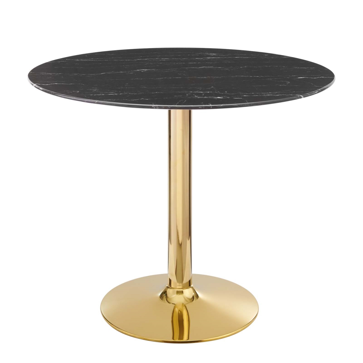 EEI-4747-GLD-BLK 29 x 35 x 35 in. Verne Artificial Marble Dining Table, Gold & Black