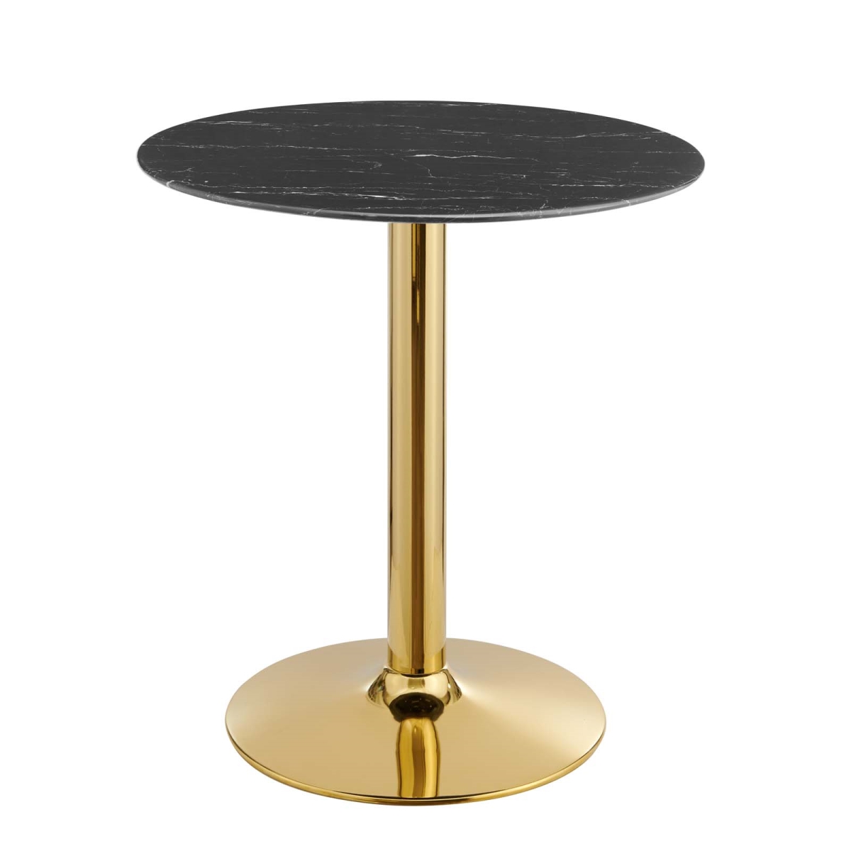 EEI-4746-GLD-BLK 29 x 28 x 28 in. Verne Artificial Marble Dining Table, Gold & Black