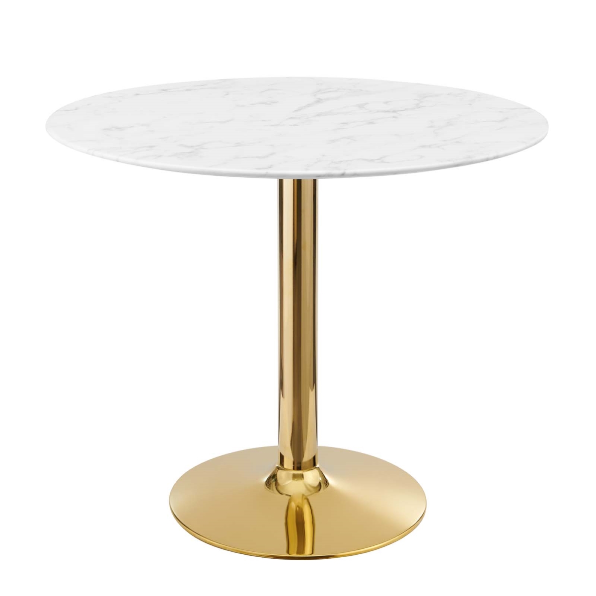 EEI-4549-GLD-WHI 29 x 35 x 35 in. Verne Artificial Marble Dining Table, Gold & White