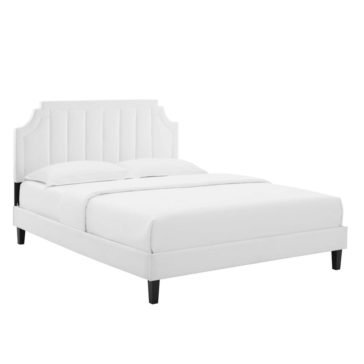 MOD-6920-WHI 49-53 x 79 x 87 in. Sienna Performance Velvet King Size Platform Bed, White