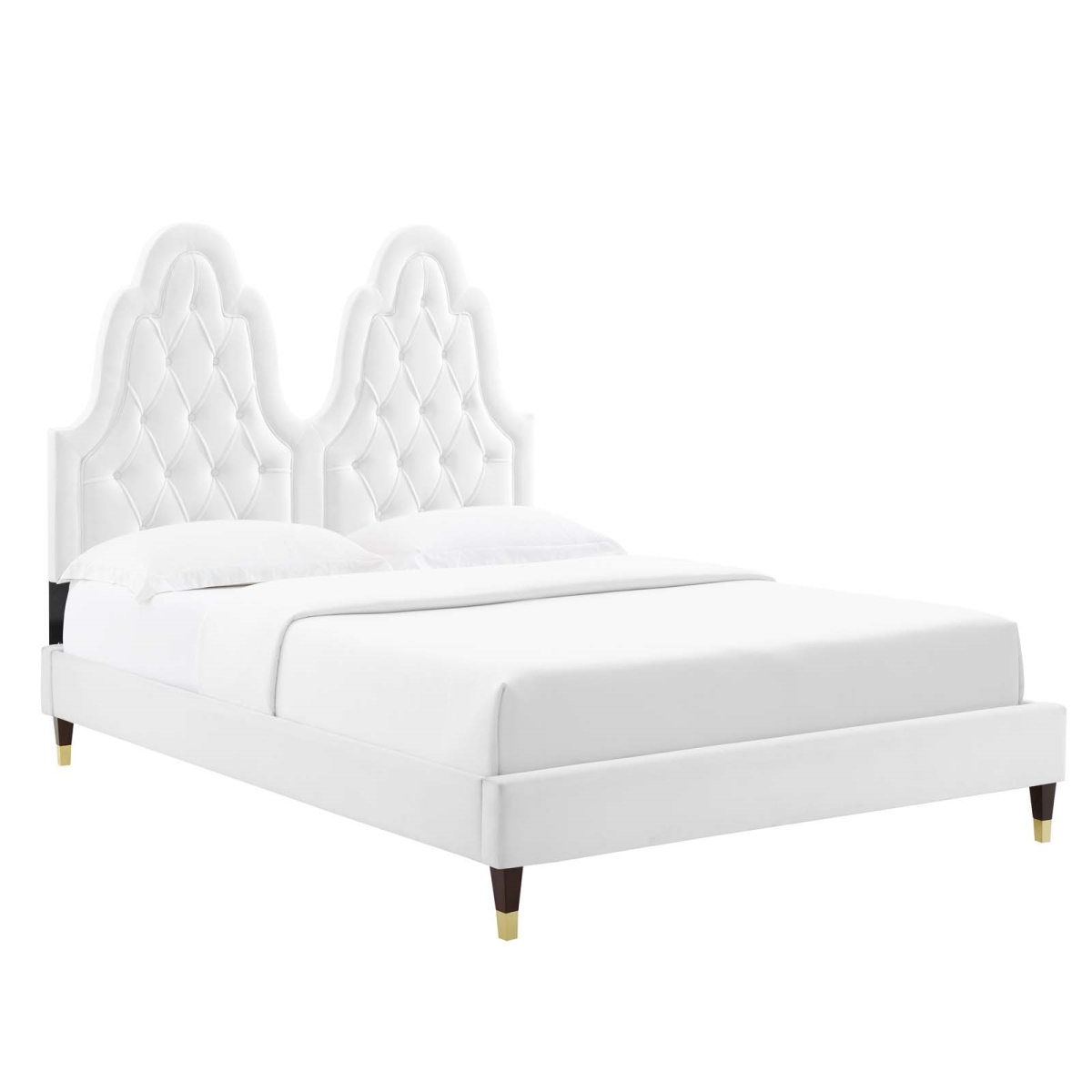 MOD-6938-WHI Alexandria Tufted Performance Velvet King Size Platform Bed, White -  Modway Furniture