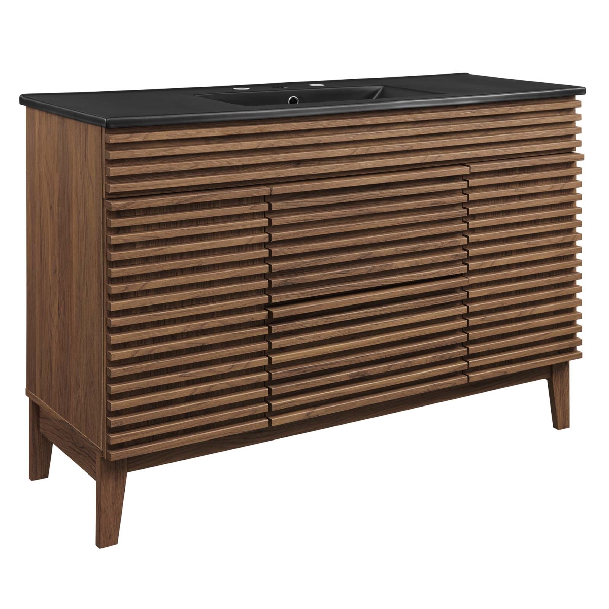 EEI-5398-WAL-BLK 48 in. Render Single Sink Bathroom Vanity, Walnut Black