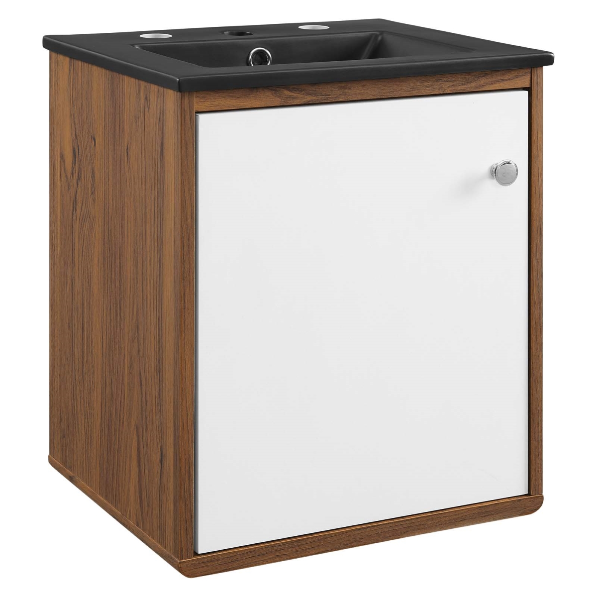 EEI-5388-WAL-BLK 18 in. Transmit Wall-Mount Bathroom Vanity, Walnut & Black