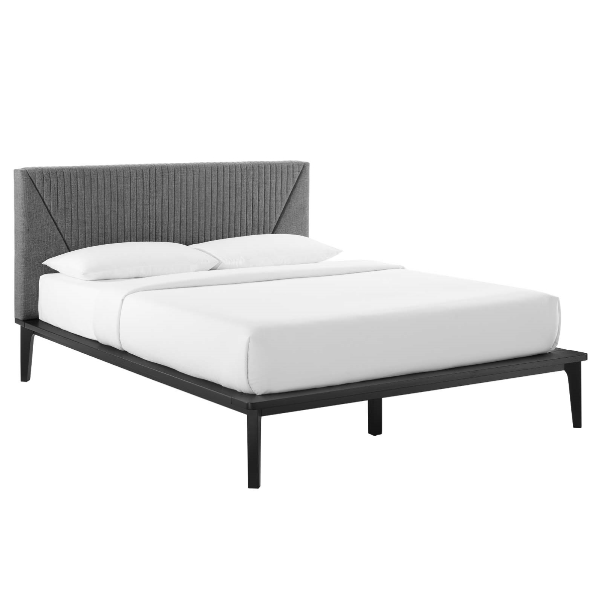 MOD-6670-BLK-GRY Dakota Upholstered Queen Size Platform Bed, Black & Gray - 42 x 67 x 88.5 in.