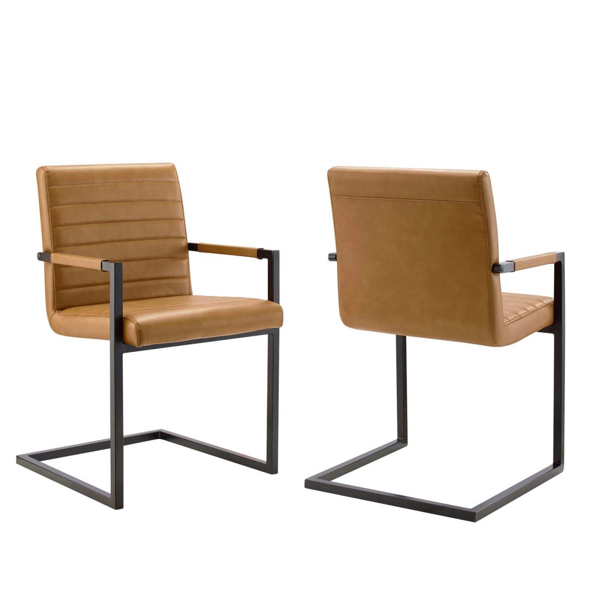 EEI-4522-TAN Savoy Vegan Leather Dining Chairs, Tan - Set of 2