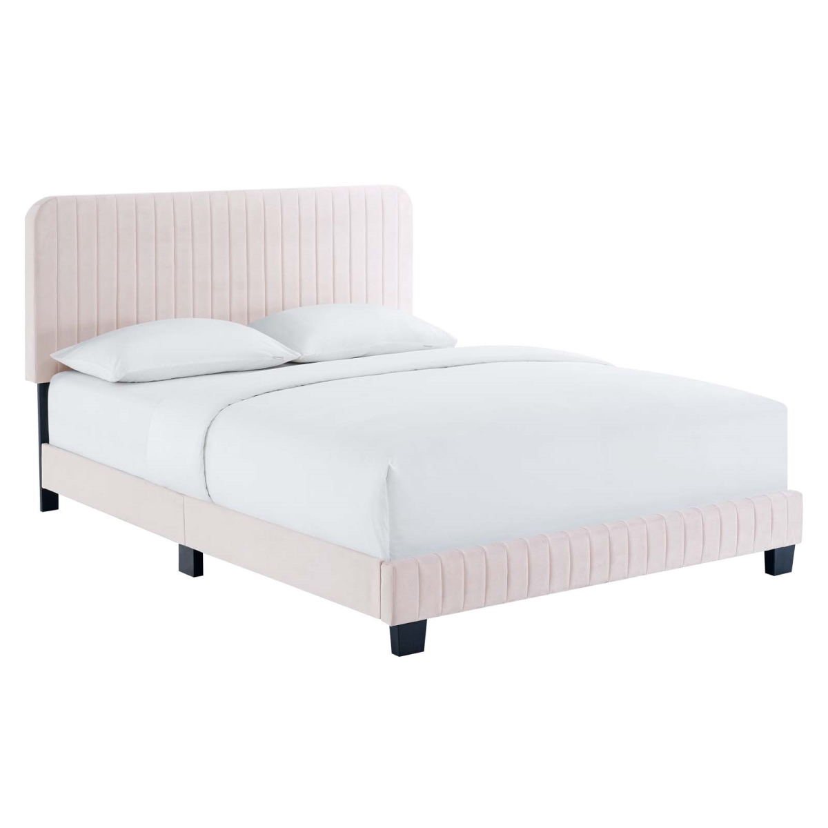 Celine Channel Tufted Performance Velvet Full Size Platform Bed, Pink