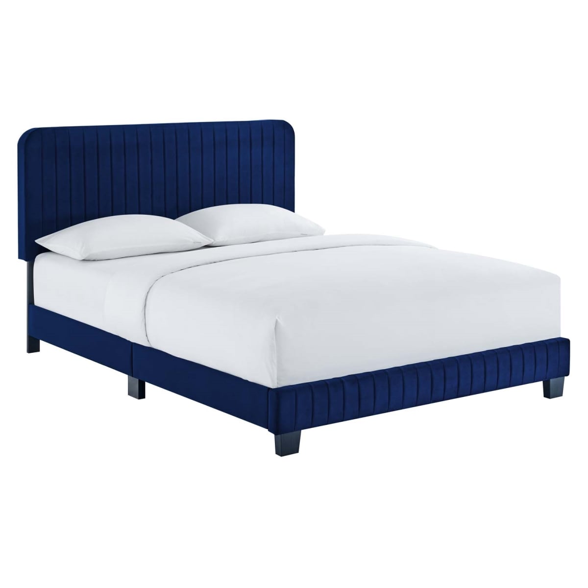 MOD-6335-NAV Celine Channel Tufted Performance Velvet Full Size Platform Bed, Navy