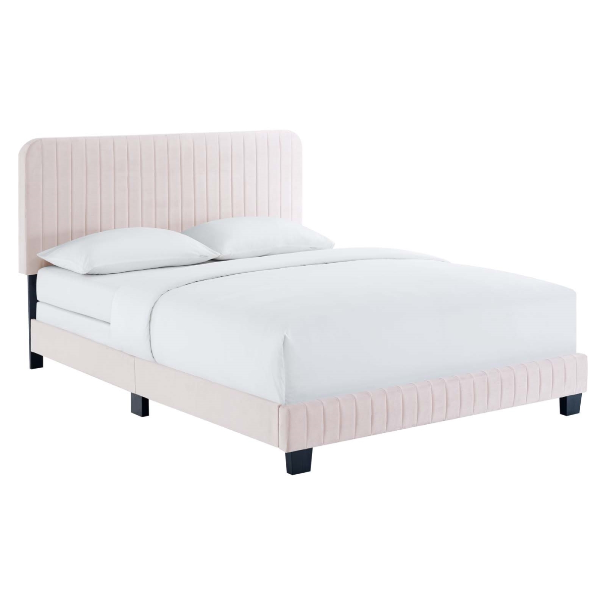 Celine Channel Tufted Performance Velvet Full Bed - Pink