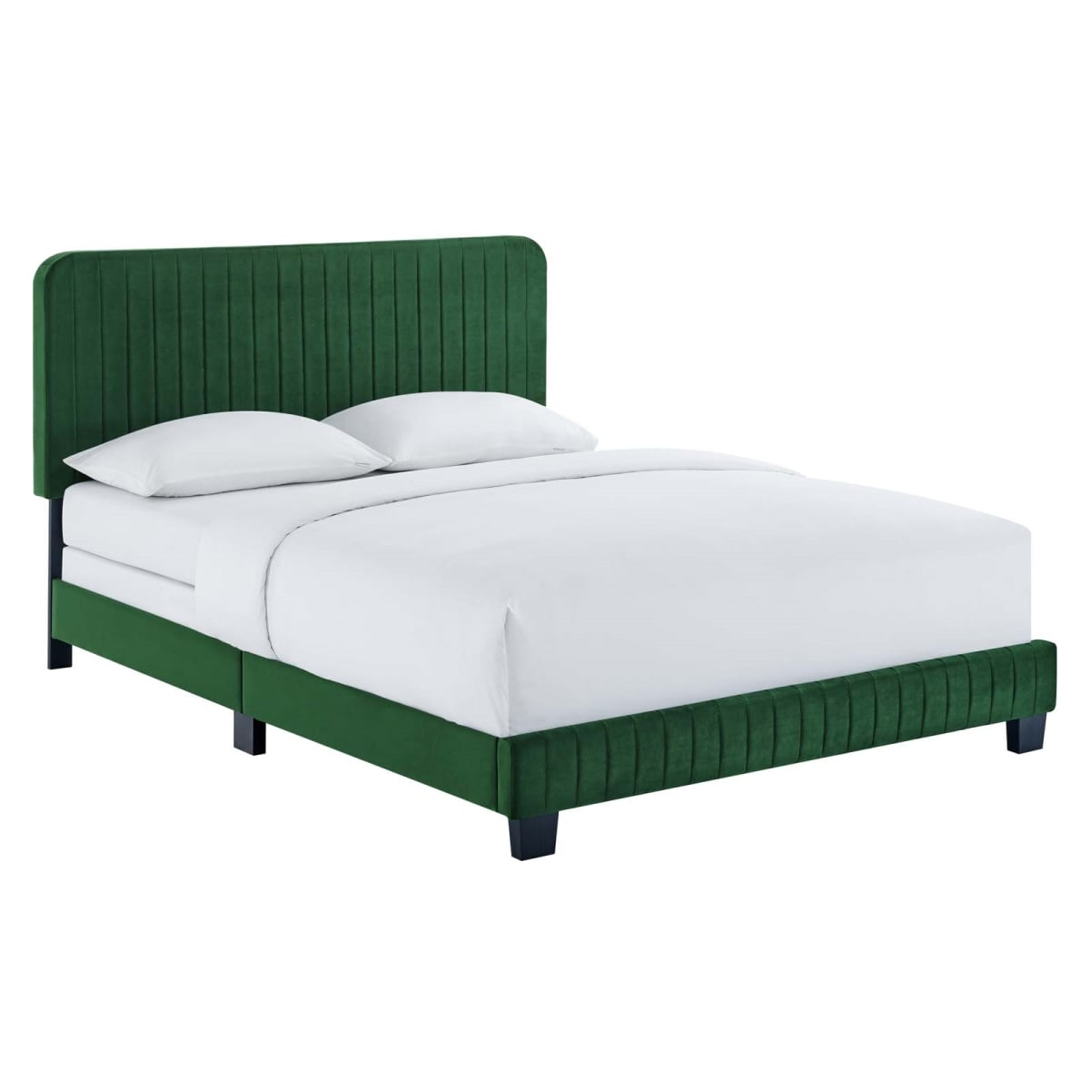 MOD-6331-EME Celine Channel Tufted Performance Velvet Full Bed, Emerald